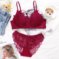 Women's Set Wire Free Push Up Lace Female Underwear Set Transparent Panties Seamless Female Underwear and Panty Set