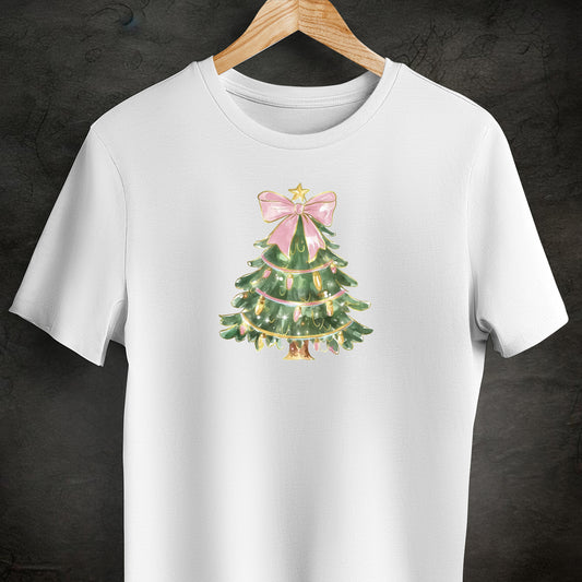 Christmas Tree Pink Bow Unisex T-Shirt