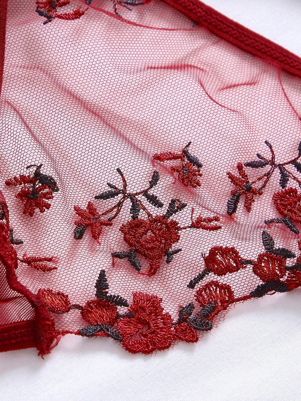 Flourish Sexy Elegant Flower Lace Lingerie Set – Soft Mesh Floral Embroidered Bra & Panty 9987